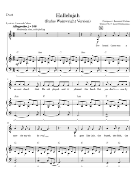 Free Rufus Wainwright sheet music