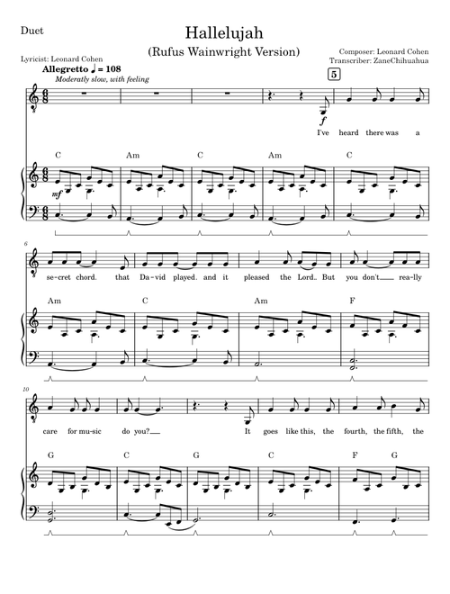 Hallelujah - Rufus Wainwright |WITH LIVE VOCALS!|