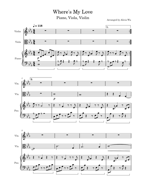 Where's My Love – SYML (Piano, Viola, Violin)