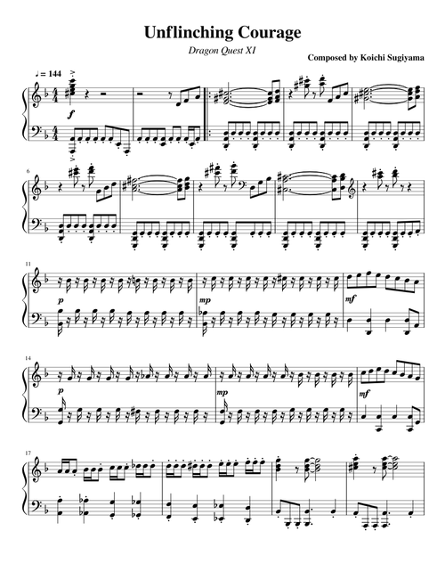 Unflinching Courage - Dragon Quest XI Battle Theme (Solo piano, original Arrangement)