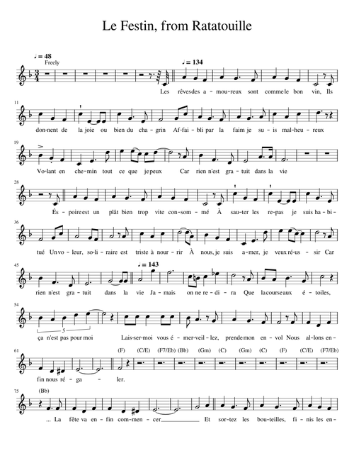 Le Festin (Ratatouille) for Bb Trumpet