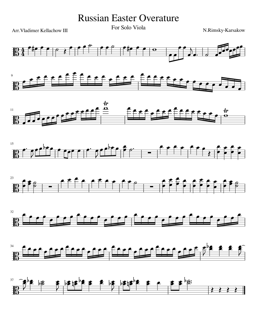 Russian Easter Overature Sheet Music for Viola (Solo) | MuseScore.com
