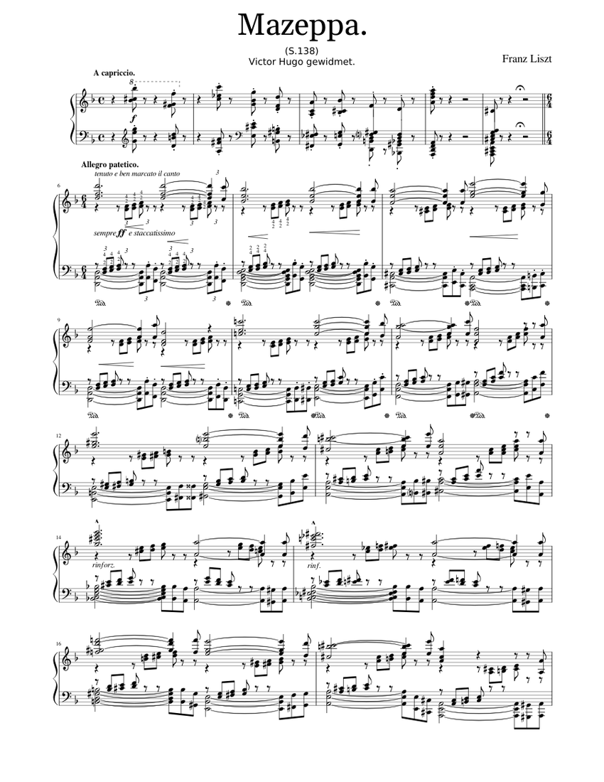 Mazeppa S.138 - Franz Liszt Sheet Music for Piano (Solo