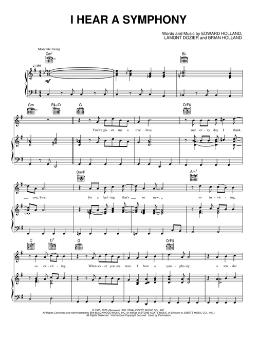 I Hear A Symphony - The Supremes (Piano-Vocal-Guitar)