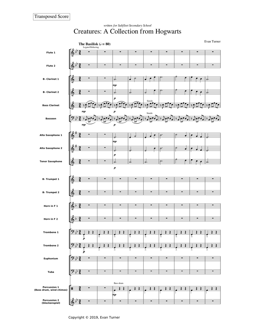 Creatures (Full) Sheet music for Trombone, Euphonium, Tuba, Flute ...