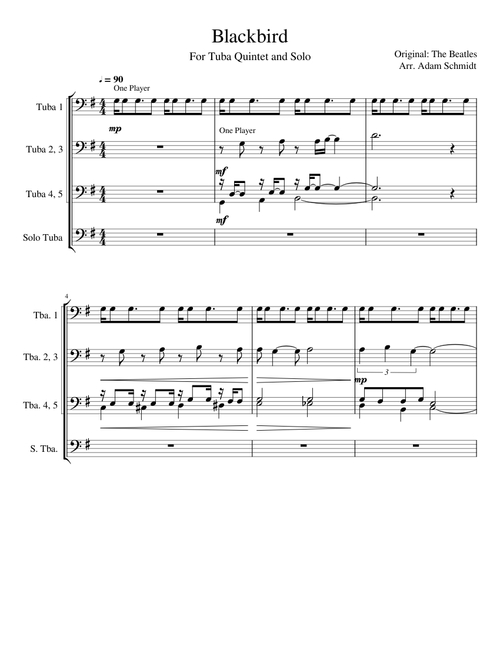 Blackbird - The Beatles - Arr. by Adam Schmidt