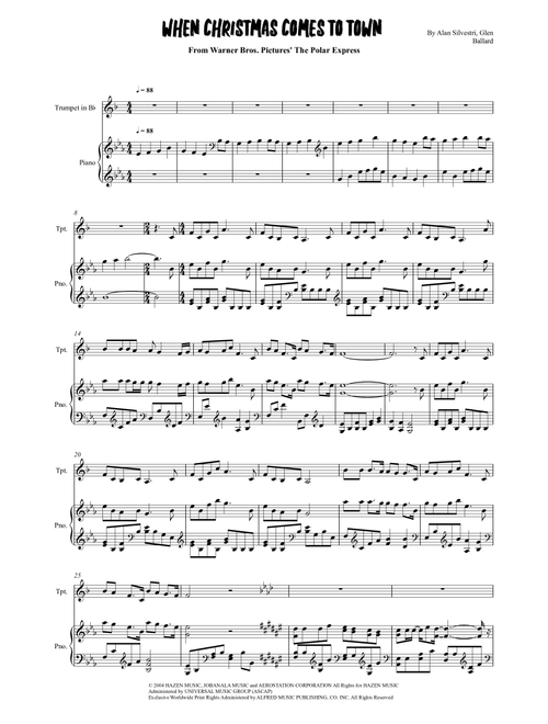 When Christmas Comes To Town (Arr. Grant Golding) - Andrea Bocelli (Trumpet and Piano)