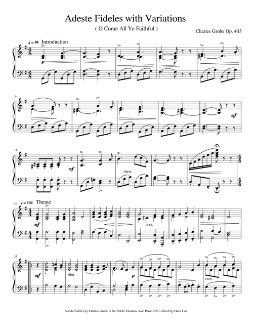 Adeste Fideles with Variations by Charles Grobe