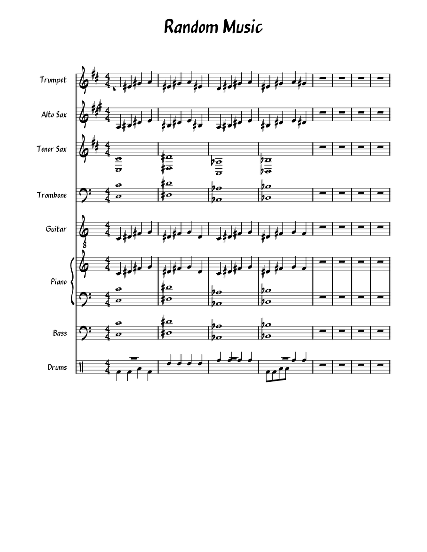 Random Key Music Random Music Sheet music for Piano, Trombone, Saxophone alto, Saxophone ...