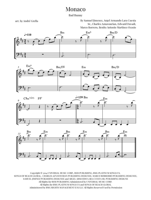 Monaco (Arr. André Grella) - Bad Bunny (Instrumental Duet)