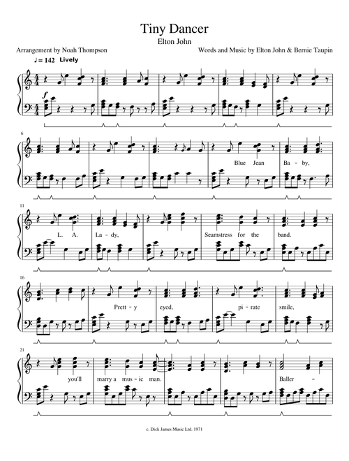 Tiny Dancer - Piano Sheet
