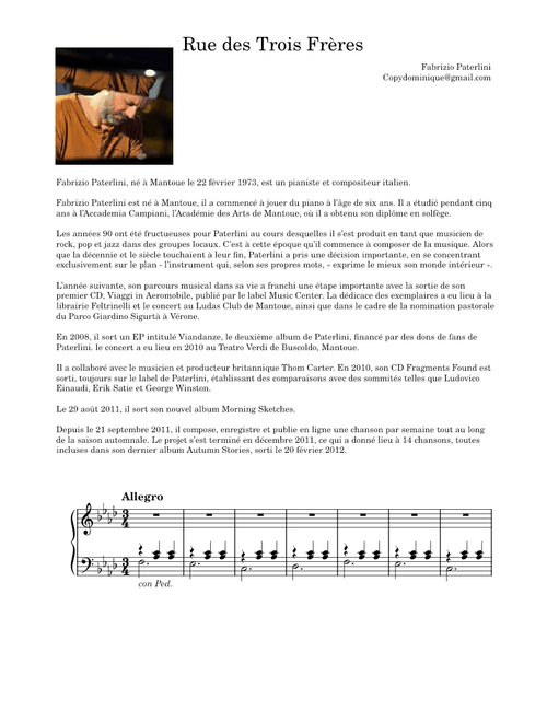 Rue des Trois Frères - Fabrizio Paterlini 2010