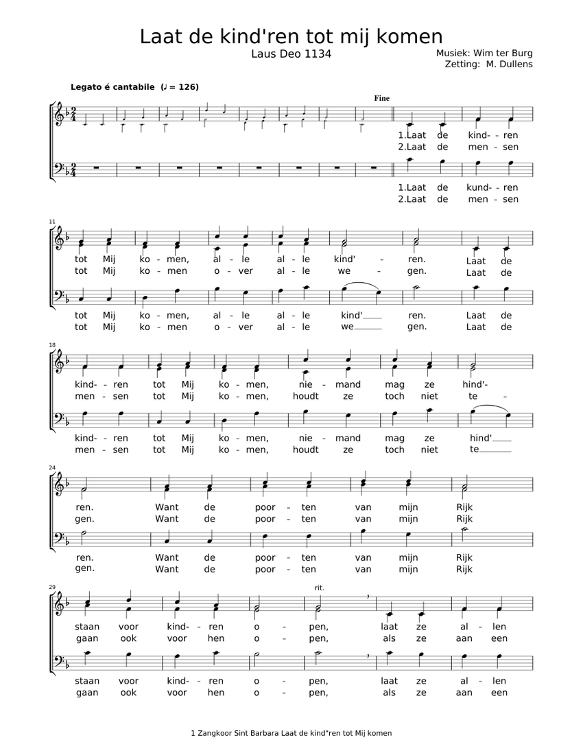 Laat de kind'ren tot mij komen_partituur Sheet music for Piano, Soprano, Alto, Tenor & more Laat de kind'ren tot mij komen_partituur Sheet music for Piano, Soprano, Alto, Tenor & more