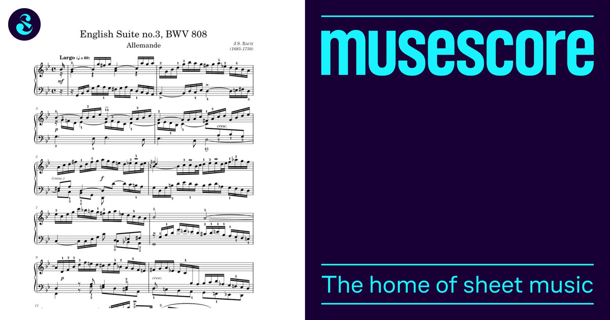 J.S. Bach - English Suite no.3 - Allemande, BWV 808 Sheet Music