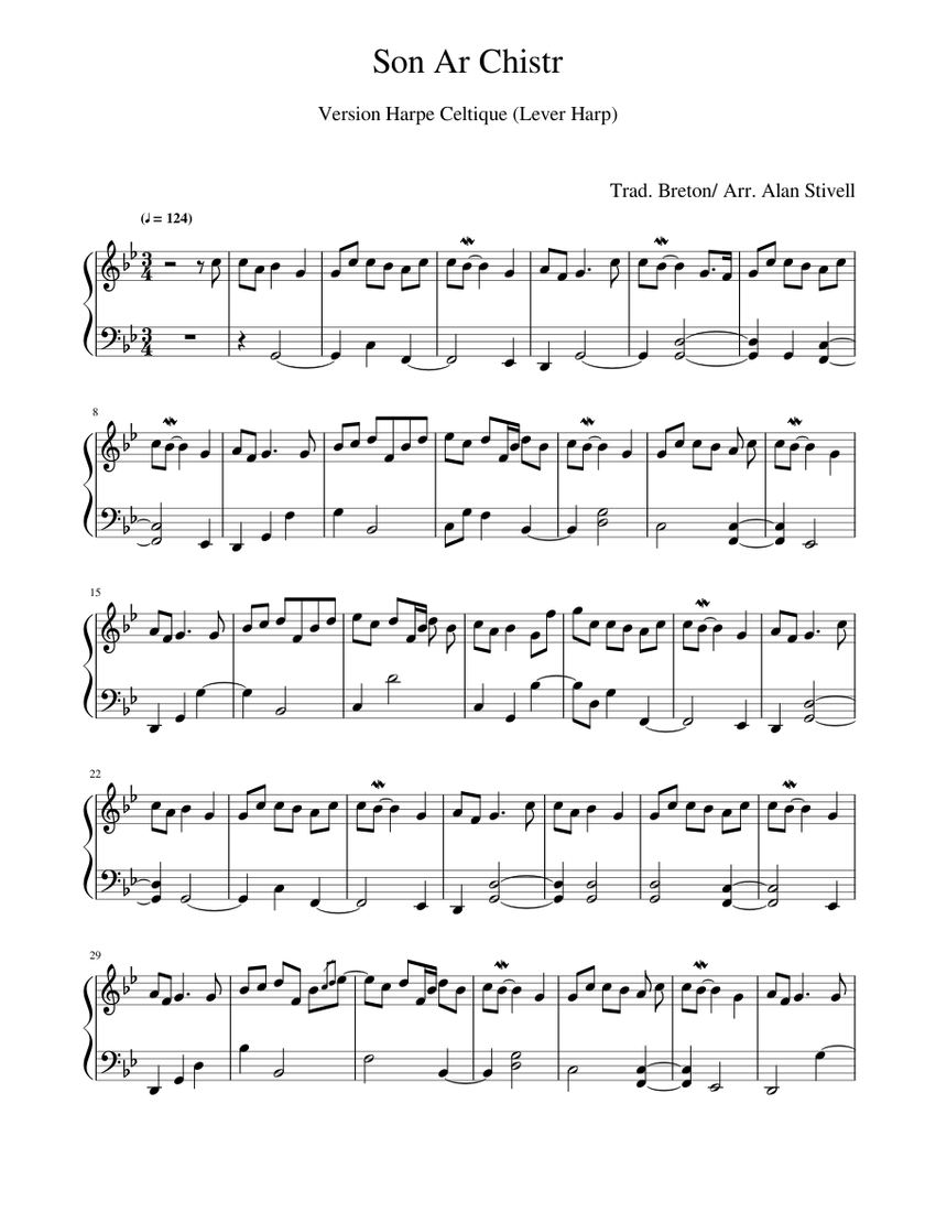Son Ar Chistr – Misc tunes - Alan Stivell - Celtic Harp Sheet music for