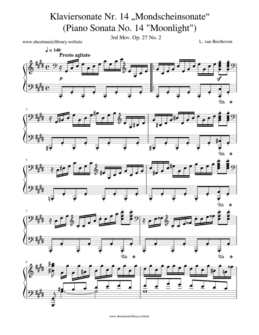 Klaviersonate Nr. 14 Mondscheinsonate Piano Sonata No. 14