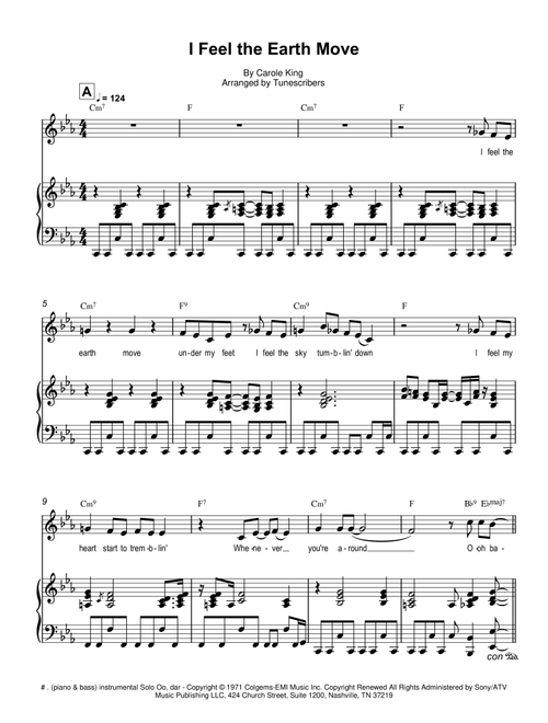 I Feel the Earth Move (Arr. Tunescribers) - Carole King (Piano Vocal)