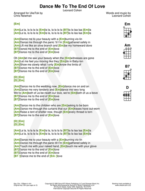 Dance Me To The End Of Love (Arr. UkeTok) - Madeleine Peyroux (Ukulele Chords-Lyrics)