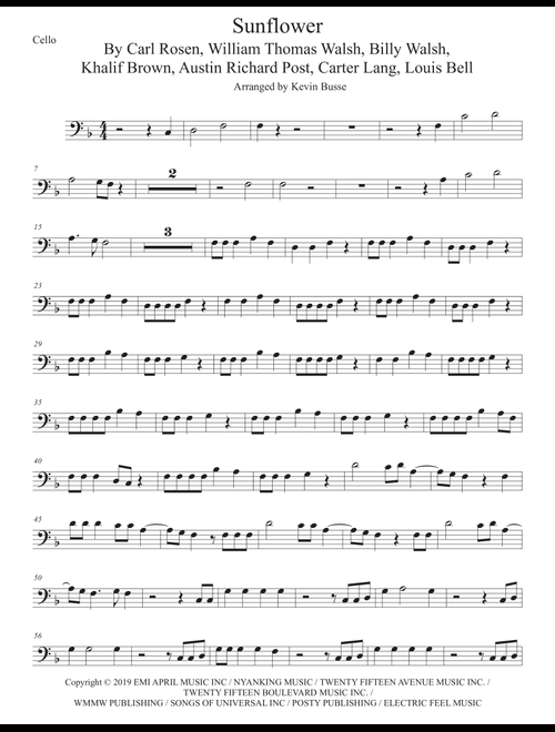 Sunflower (Arr. Kevin Busse) - Post Malone & Swae Lee (Cello Solo)