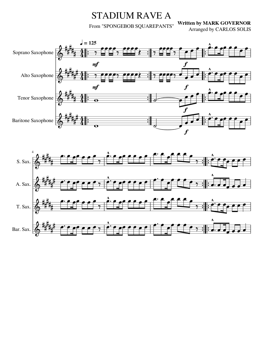 STADIUM RAVE A (SPONGEBOB SQUAREPANTS) by CARLIT0CHURRIT0 Sheet music ...
