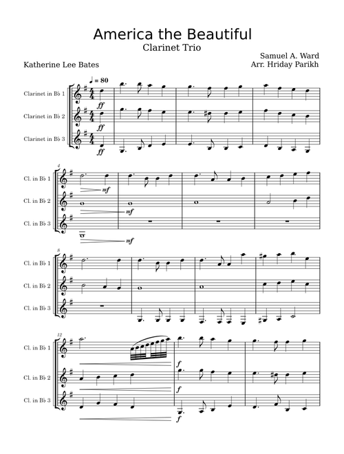 America the Beautiful - Clarinet Trio