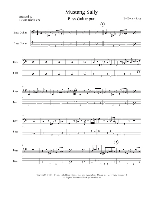 Mustang Sally (Arr. Tatiana Riabinkina) - Buddy Guy (Bass Tab)