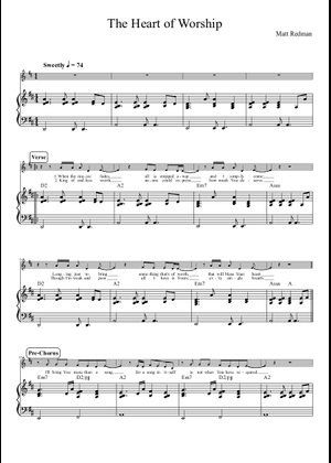 Play Official version of The heart of worship Sheet Music by Matt ...