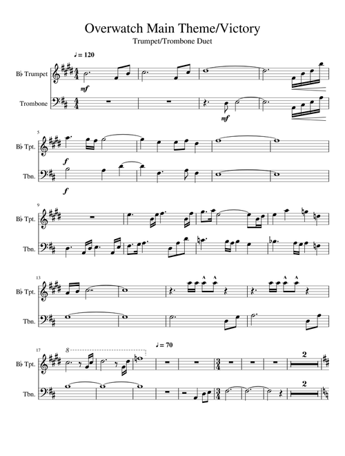 Overwatch Main Theme/Victory - Trumpet/Trombone Duet