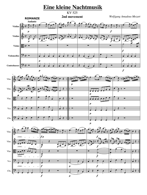 W.A.Mozart - "Eine kleine Nachtmusik " - 2nd movement