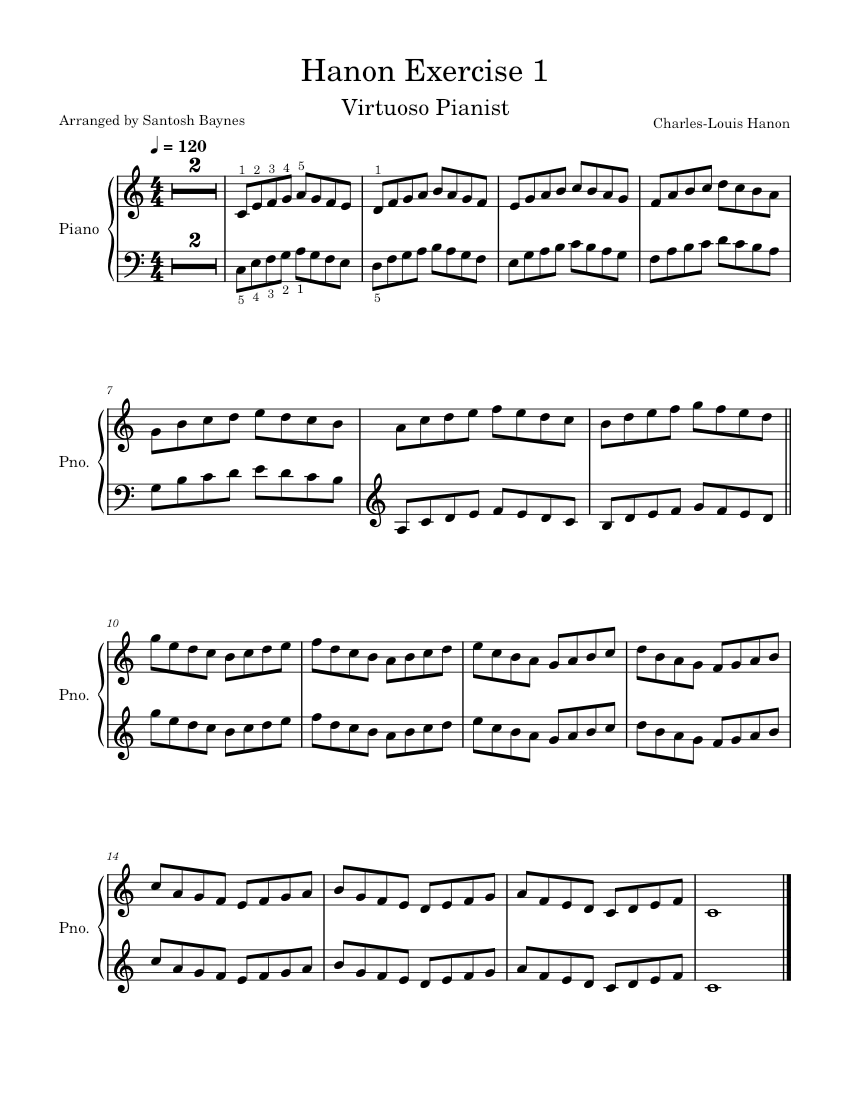 The Virtuoso Pianist Hanon Charles Louis Exercise 1 Sheet music for Piano Solo Musescore