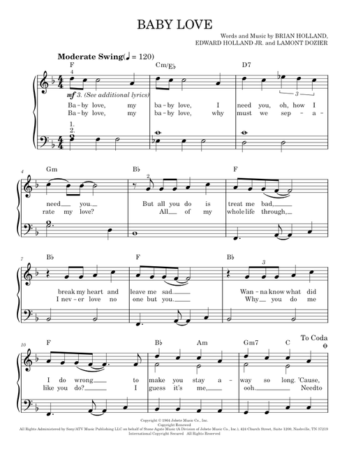 Baby Love - The Supremes (Easy Piano)