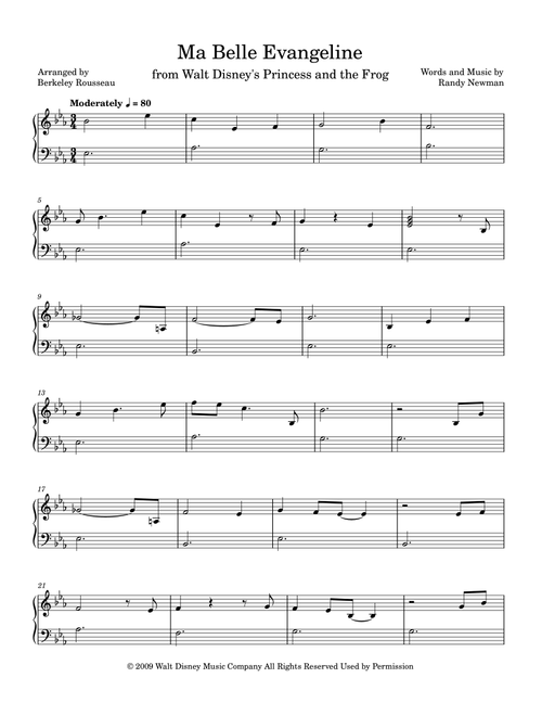 Ma Belle Evangeline (Arr. Berkeley Rousseau) - Randy Newman (Piano Solo)