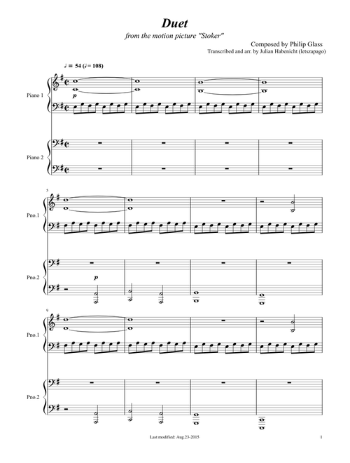 Duet (Stoker) - Philip Glass