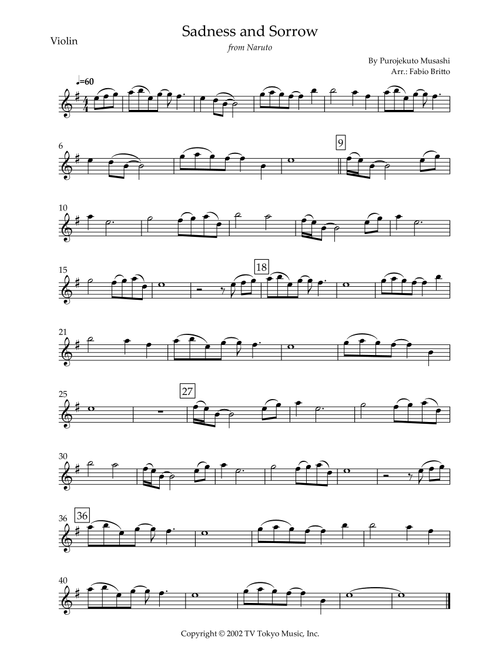 Sadness And Sorrow (Arr. Fabio Britto) - Purojekuto Musashi (Violin Solo)