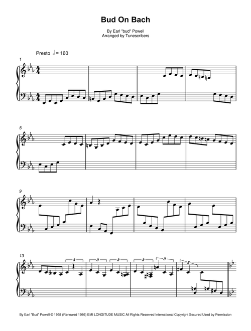 Bud on Bach (Arr. Tunescribers) - Earl "Bud" Powell (Piano Solo)
