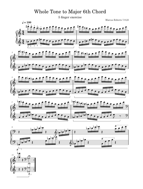 Whole Tone resolved to Major 6th chord: 5 finger excerise