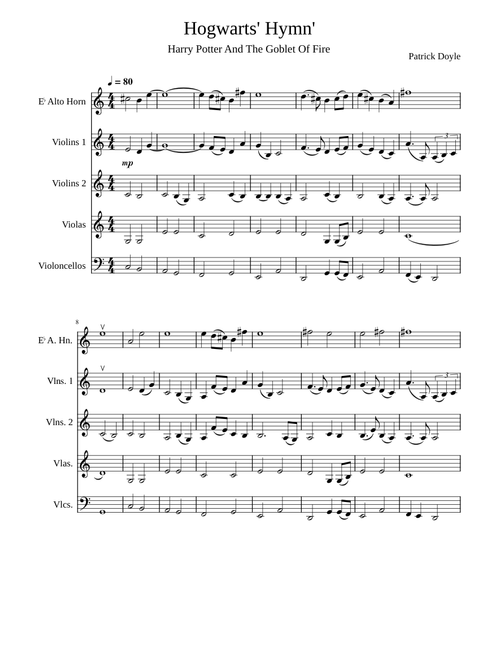Hogwarts Hymn – Patrick Doyle Hogwarts Hymn – by Patrick Doyle / arranged by Pjotr Hamacher