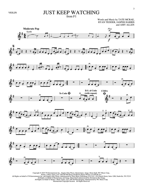 Just Keep Watching (from F1: The Movie) - Tate McRae (Violin Solo)