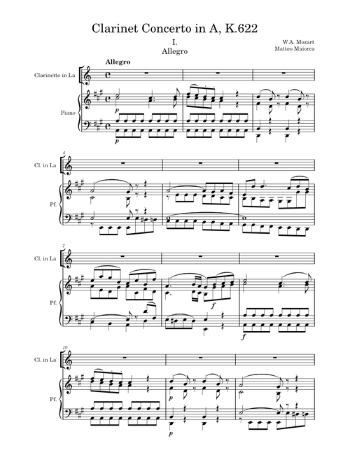 Concerto per Clarinetto e orchestra K.622 – Wolfgang Amadeus Mozart