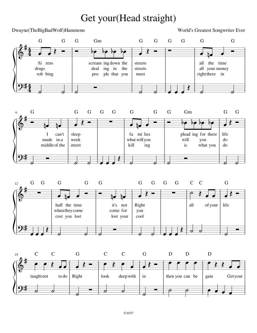 Get your Head straight Sheet music for Piano (Solo) Easy