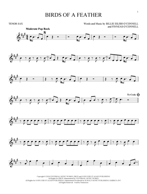Birds Of A Feather - Billie Eilish (Tenor Sax Solo)