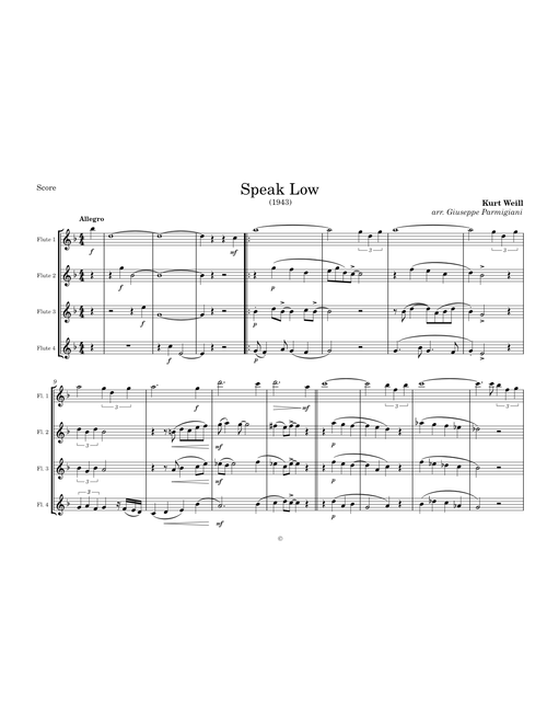 Speak low – Kurt Weill (4 Flauti)