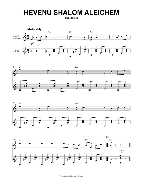 Hevenu Shalom Aleichem (Arr. Mark Phillips) - Traditional (Instrumental Duet)