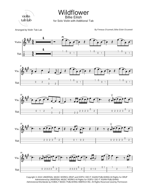 Wildflower (Arr. Violin Tab Lab) - Billie Eilish (Violin Solo)