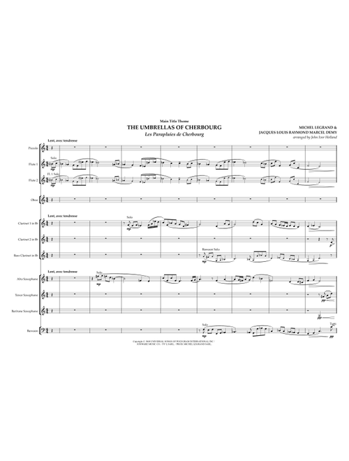 Umbrellas Of Cherbourg (Arr. John Ivor Holland) - Michel LeGrand (Woodwind Ensemble)