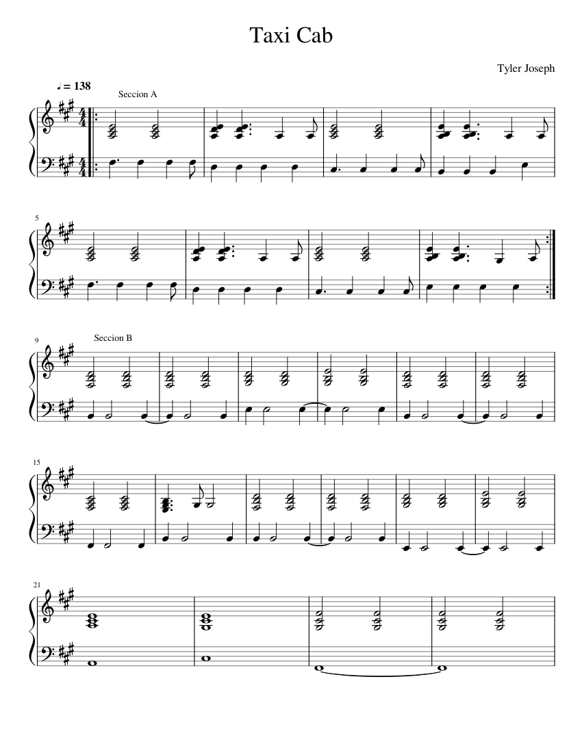 Taxi Cab Sheet music for Piano (Solo) Easy | Musescore.com