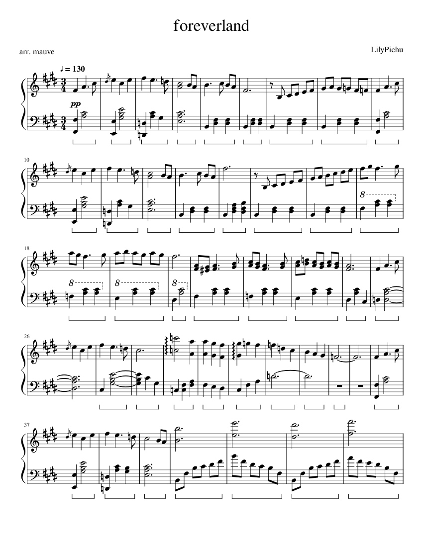 LilyPichu - foreverland Sheet Music for Piano (Solo) easy