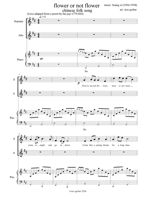 Flowers are not flowers (Arr. Rico Gerber) - Huang Zi (Piano Vocal)