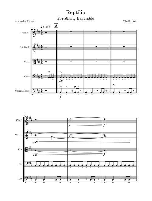 Reptilia – The Strokes For String Ensemble