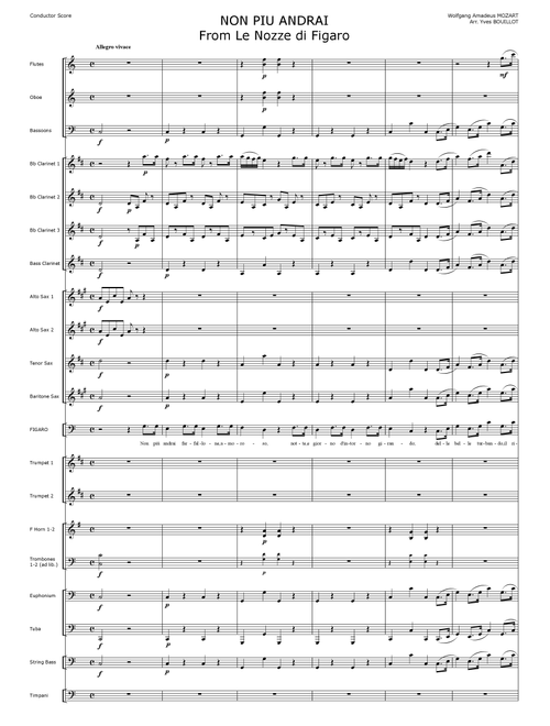 Non Più Andrai (Arr. Yves Bouillot) - Wolfgang Amadeus Mozart (Large Ensemble)